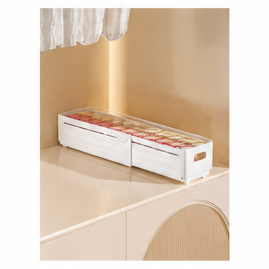JupiGlow Adjustable Stackable Pantry Bin, Foldable Plastic Closet Organizer for Clothes, Kitchen Cabinets and Wardrobe Storage