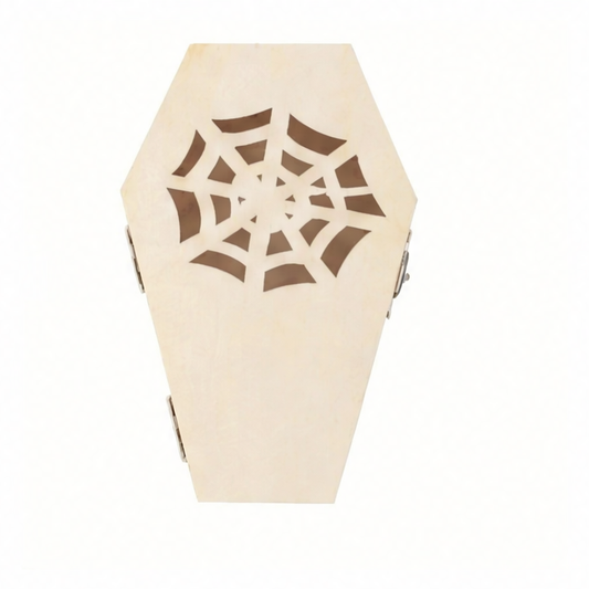 JupiGlow Reusable Wooden Halloween Coffin Candy Box with Lid, 12 × 8 × 3.6 cm Treat Holder and Party Décor