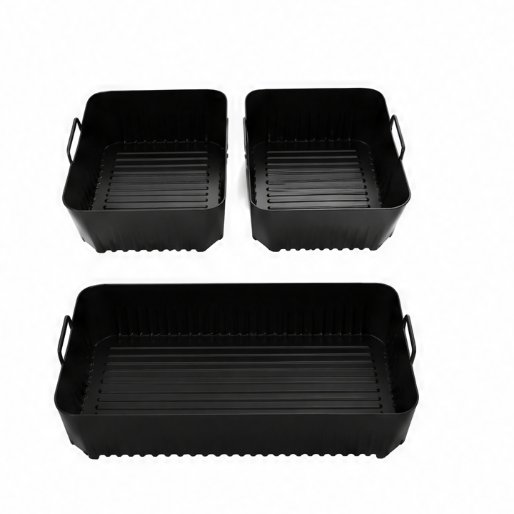 JupiGlow Silicone Air Fryer Liner Set, Non-Stick Reusable Inserts for Ninja AF500UK 10.4L Air Fryer, 3-Piece Baking Accessories