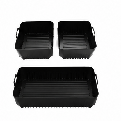 JupiGlow Silicone Air Fryer Liner Set, Non-Stick Reusable Inserts for Ninja AF500UK 10.4L Air Fryer, 3-Piece Baking Accessories