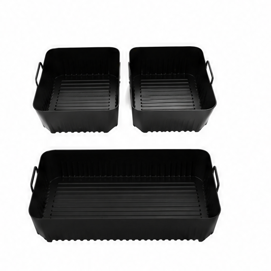 JupiGlow Silicone Air Fryer Liner Set, Non-Stick Reusable Inserts for Ninja AF500UK 10.4L Air Fryer, 3-Piece Baking Accessories
