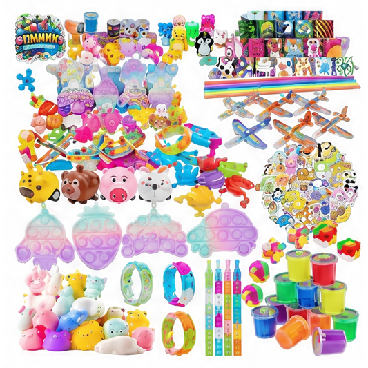 JupiGlow Party Favor Fidget Toys Bulk Set, 66 or 122 Pieces, Plastic Treasure Box Toys and Stocking Stuffers for Kids' Celebrations