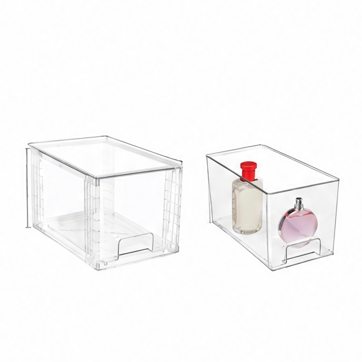 JupiGlow Stackable Pantry Bin, Acrylic Storage Organizer with Plastic Frame for Kitchen Cabinets, Counters and Shelves