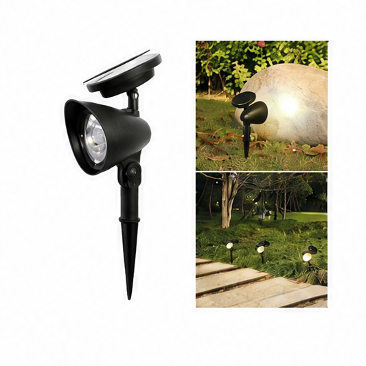 JupiGlow Solar Garden Spotlight, LED Landscape Light with Automatic Night On, Adjustable Dimming and White, Warm or RGB Options