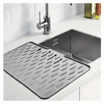 JupiGlow Silicone Dish Drying Mat, Rectangular Built-In Drainage Design for Countertops, Sinks and Refrigerators, Large Size