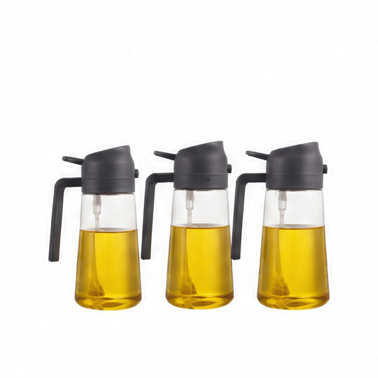 JupiGlow 2-in-1 Oil Spray Bottle, Refillable Plastic Dispenser with Pour and Mist Functions, 200ml–500ml Options for Cooking