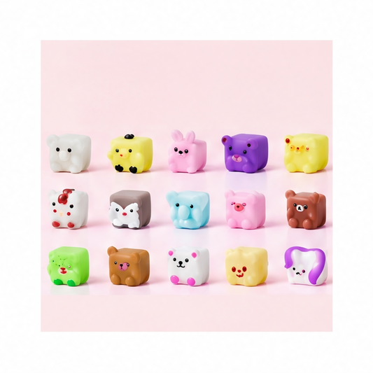 JupiGlow Mochi Squishy Toys, TPR Cube Stress Relief Fidget Toys in 5, 10, 15 or 20-Piece Sets for Party Favor Bags