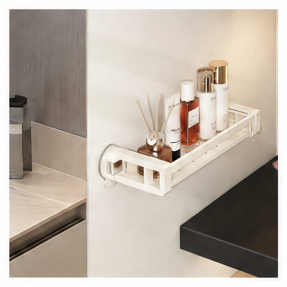 JupiGlow Aluminum Shower Caddy, Wall-Mounted Bathroom Storage Rack in 30, 40 or 50 cm Sizes and White or Grey