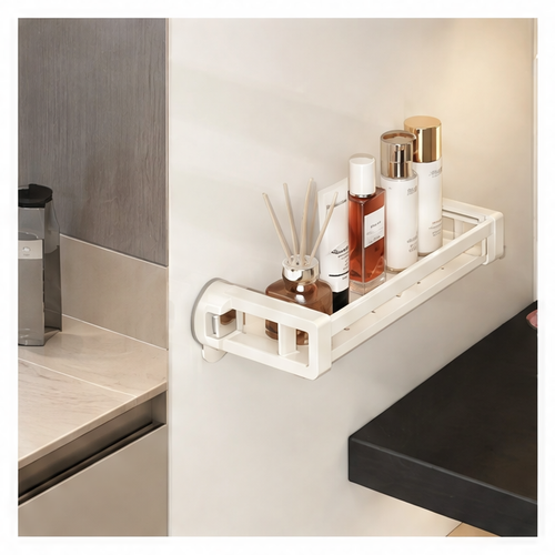 JupiGlow Aluminum Shower Caddy, Wall-Mounted Bathroom Storage Rack in 30, 40 or 50 cm Sizes and White or Grey