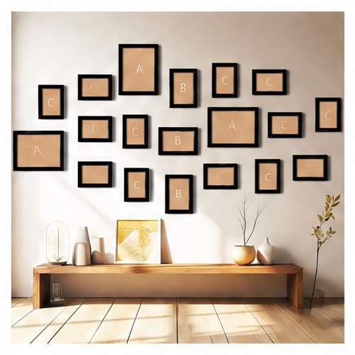 JupiGlow 19-Piece Resin Photo Frame Set, Modern Rectangle Wall Décor in Black or Black and White Styles