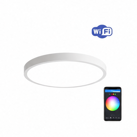 JupiGlow Smart LED Ceiling Light, Dimmable Tuya Wi-Fi or Zigbee Control, 100–240V, Voice Compatible, White ABS Housing for Home