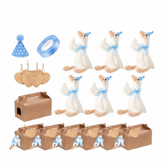 JupiGlow Plush Goose Party Favors, 15.7-Inch Polyester Stuffed Animals with Hat, Gift Box and Flower Heart Tag, 6–24 Pack