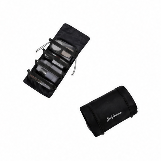 JupiGlow Large Travel Toiletry Bag, PU Leather Rectangular Cosmetic Organizer with Folding 3D Design, 23.5x10.5x11cm