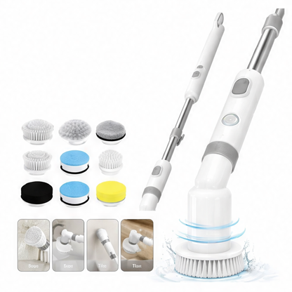 JupiGlow Electric Spin Scrubber, Cordless Rechargeable Cleaning Brush with 9 Heads, 120-Minute Runtime and Adjustable Handle for Home