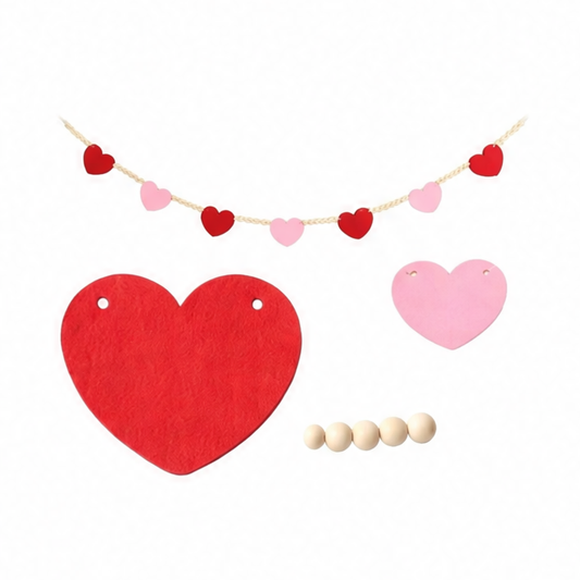 JupiGlow Valentine Heart Garland, 2.3m Polyester Decorative Hanging with Red Heart Design for Romantic Seasonal Home Décor