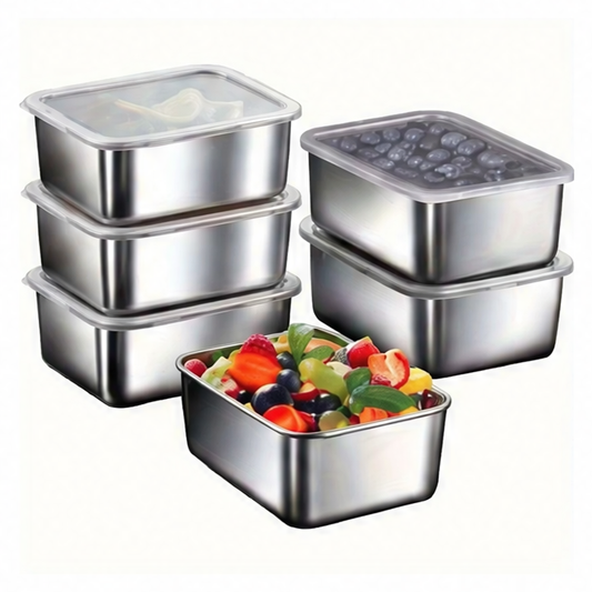 JupiGlow 5-Piece Stainless Steel Food Storage Containers, Airtight BPA-Free Reusable Lunch Boxes for Meal Prep, Camping and Office