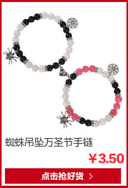 Personalized Dark Wind Halloween Spider Pendant Bracelet suit 8mm Crystal Onyx Stone Beaded Couple Bracelet