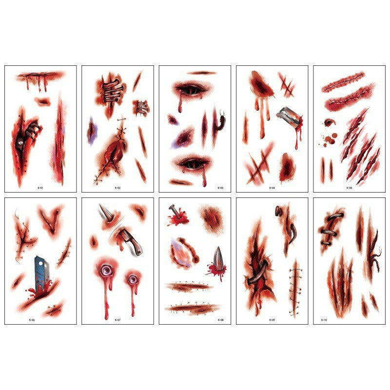 JupiGlow Halloween Scar and Bite Temporary Tattoo Stickers