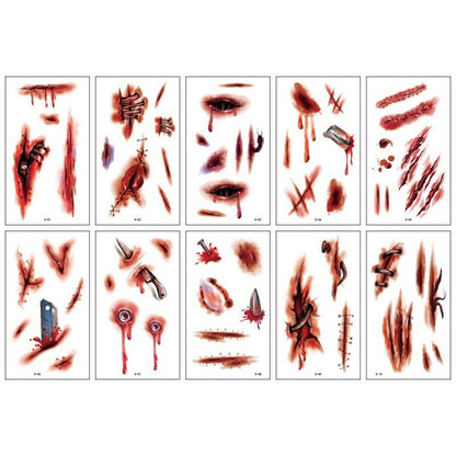 JupiGlow Halloween Scar and Bite Temporary Tattoo Stickers