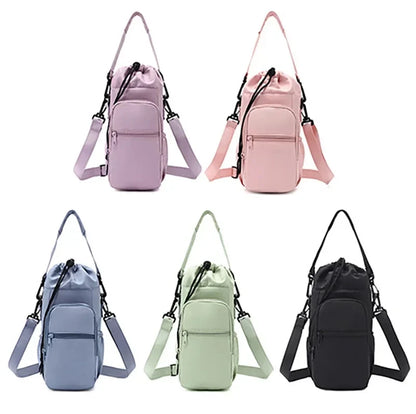 Portable Water Bottle Bag with Adjustable Strap Thermal Mugs Insulated Protective Cover Phone Pocket Outdoor Sports Travel Bag