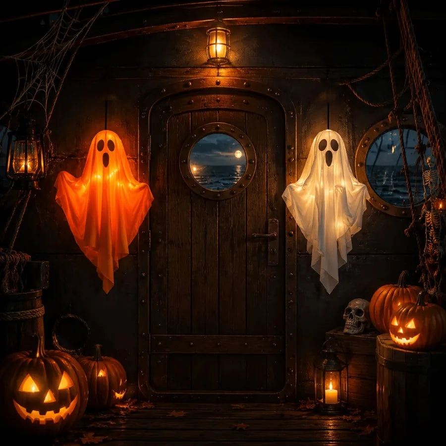 JupiGlow Acosh Neon Lighted Hanging Ghost Decoration