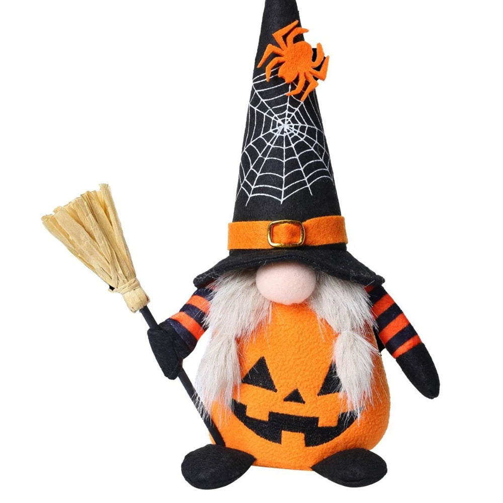 Handmade Halloween Gnome Decorations Nordic Plush Elf Doll Swedish Tomte Adorable Pumpkin Bat Ornaments Nisse