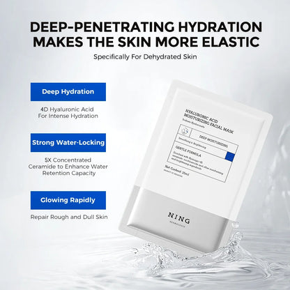 NING DERMOLOGIE Hyaluronic Acid 4D Hydration Brightening Moisturizing Sheet Mask with Niacinamide & Ceramide for Smooth Skin