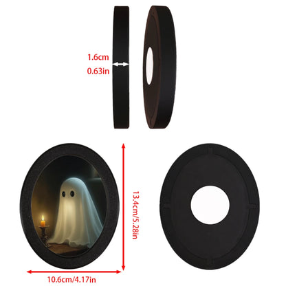 1 Piece of Halloween Mysterious-style Oval Decoration, Designed with Ghost & Candle Illustration, Suitable for Home Wall Display