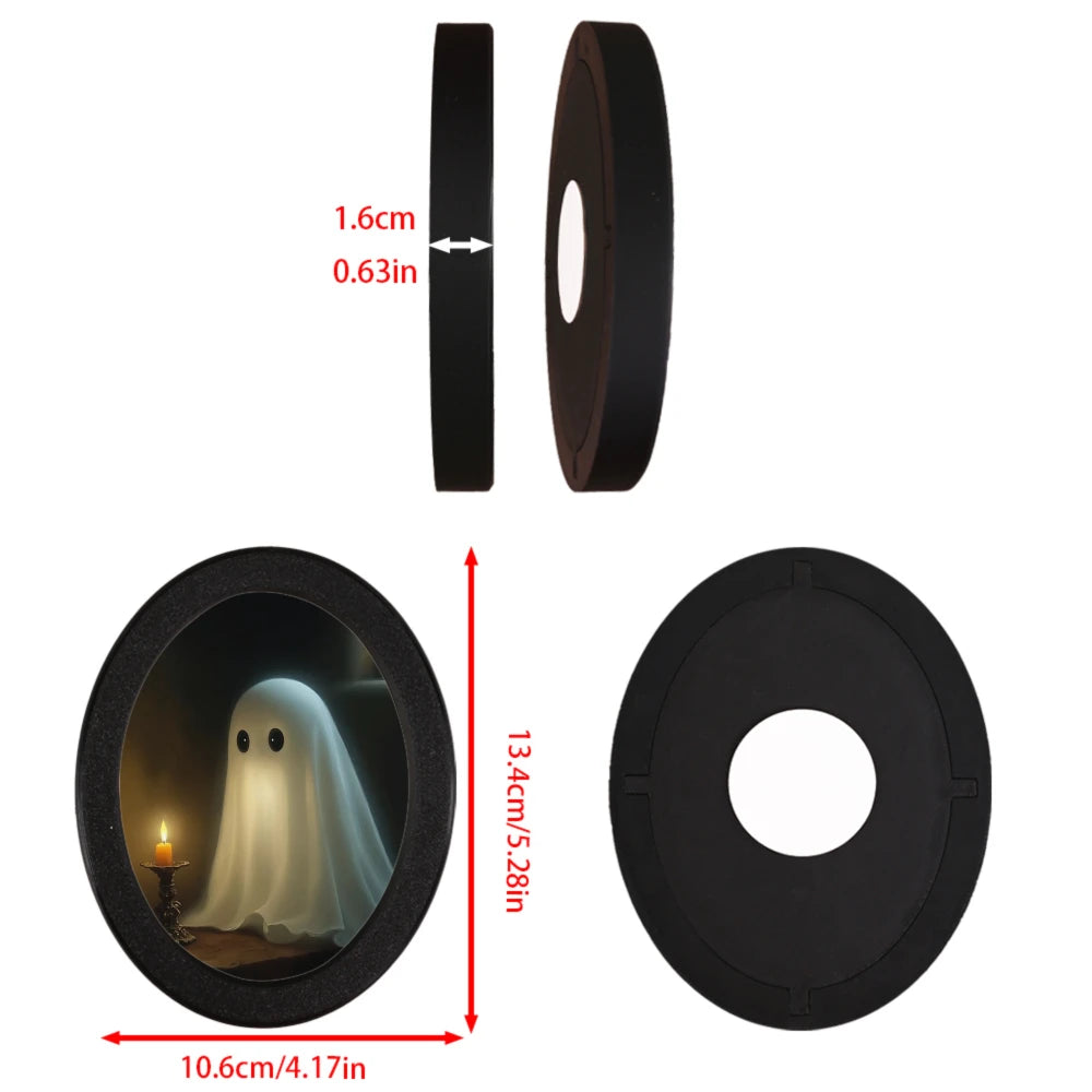 1 Piece of Halloween Mysterious-style Oval Decoration, Designed with Ghost & Candle Illustration, Suitable for Home Wall Display