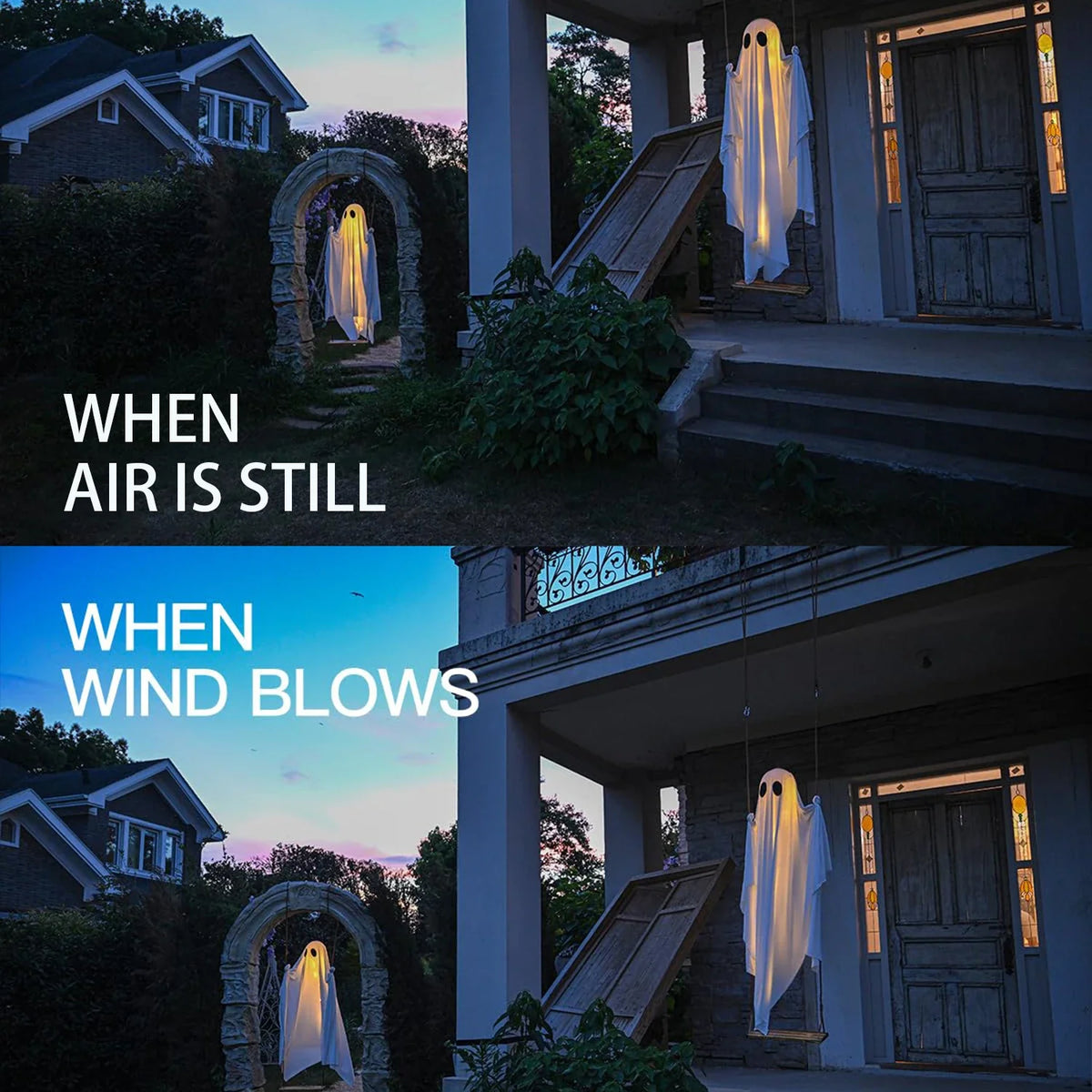 JupiGlow White Ghost Swing with Decorative String Light