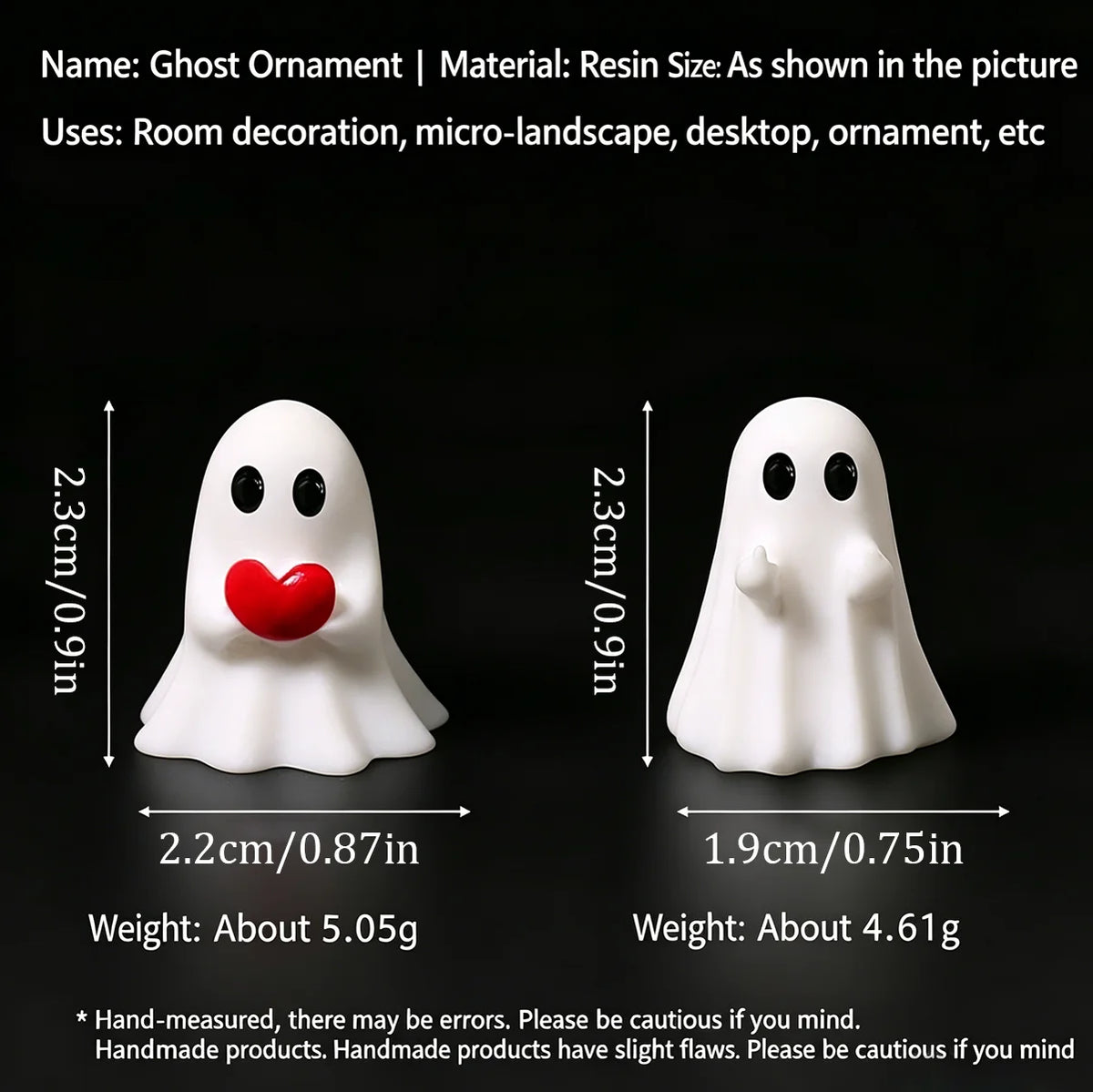 JupiGlow Mini Resin Ghost Figurines, Set of 6