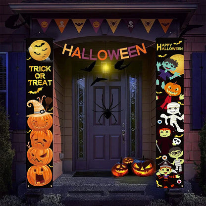 Halloween porch decoration banner, 2-piece set, polyester fiber Halloween decorationXY