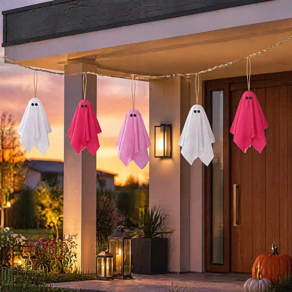 Pink Halloween Ghost Decorations Girly Halloween Room Decor Halloween Ghost Hanging Decor Set Pastel Pink White Soft Fabric