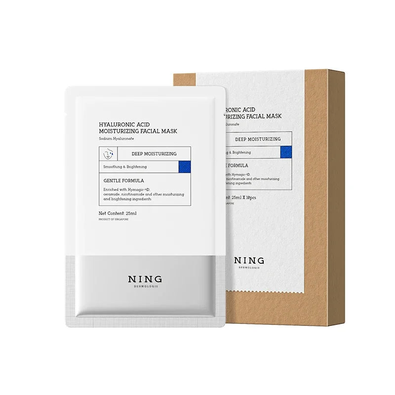 NING DERMOLOGIE Hyaluronic Acid 4D Hydration Brightening Moisturizing Sheet Mask with Niacinamide & Ceramide for Smooth Skin