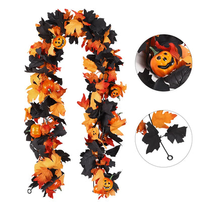 JupiGlow Xunyihappy Black Leaf and Pumpkin Halloween Garland