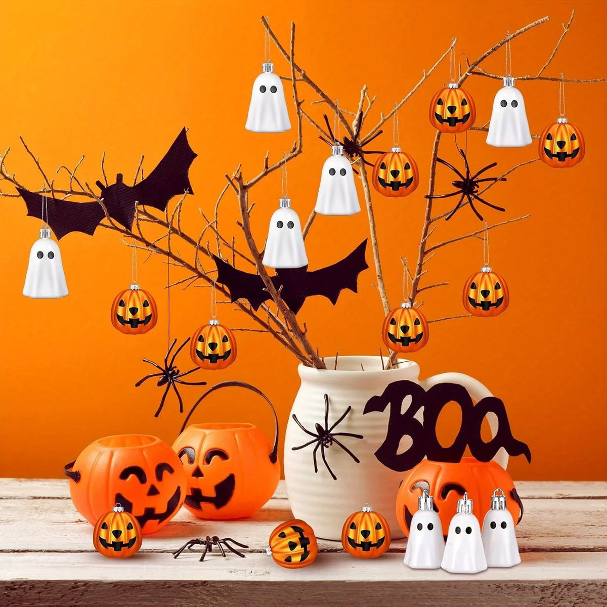 JupiGlow Mini Halloween Hanging Ornaments, 12 Pieces