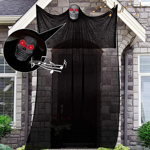 Haunted House Decoration with LED Sound Halloween Hanging Skull Ghost Ghost Ornament Indoor Outdoor Bar Halloween Party Decor