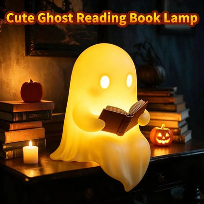 New Halloween Party Decoration Favors Cute Ghost Reading Book Lamp Desktop Ornament For Bedroom Kids Gift