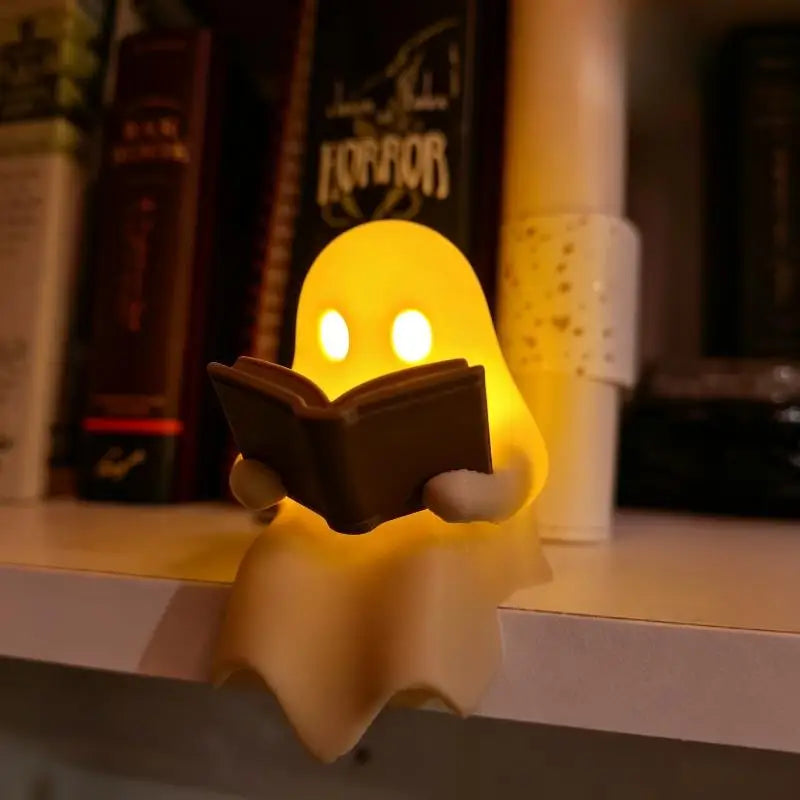 Halloween Party Decoration Favors Cute Ghost Reading Book Lamp Desktop Ornament For Bedroom Kids Gift