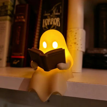 Halloween Party Decoration Favors Cute Ghost Reading Book Lamp Desktop Ornament For Bedroom Kids Gift