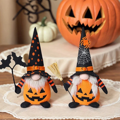 Handmade Halloween Gnome Decorations Nordic Plush Elf Doll Swedish Tomte Adorable Pumpkin Bat Ornaments Nisse