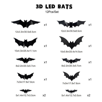 JupiGlow KAZHAN Three-Dimensional Bat Halloween Wall Decorations