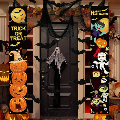 Halloween porch decoration banner, 2-piece set, polyester fiber Halloween decorationXY