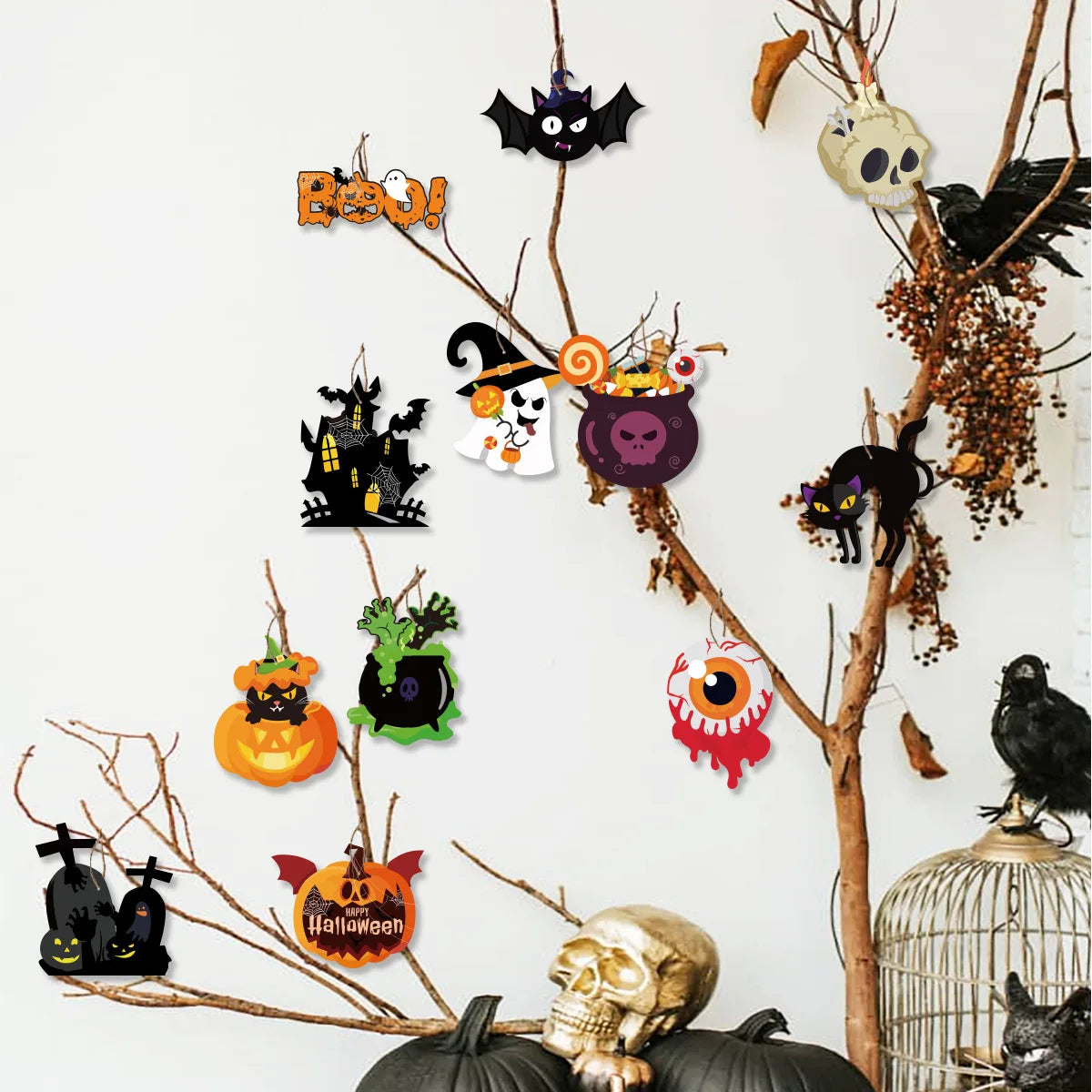 JupiGlow Halloween Paper Tree Ornaments