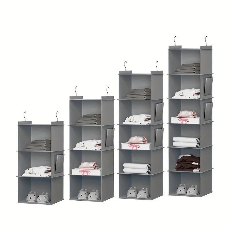 JupiGlow Six-Shelf Hanging Closet Organizer with Two Hooks