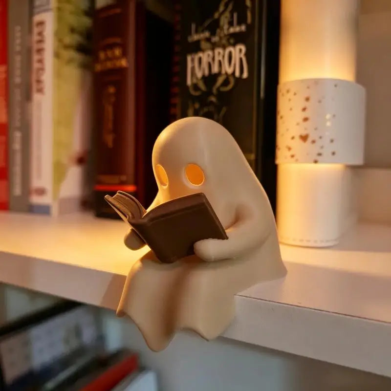 New Halloween Party Decoration Favors Cute Ghost Reading Book Lamp Desktop Ornament For Bedroom Kids Gift