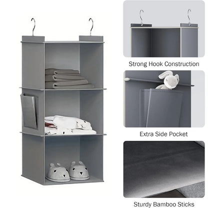 JupiGlow Six-Shelf Hanging Closet Organizer with Two Hooks