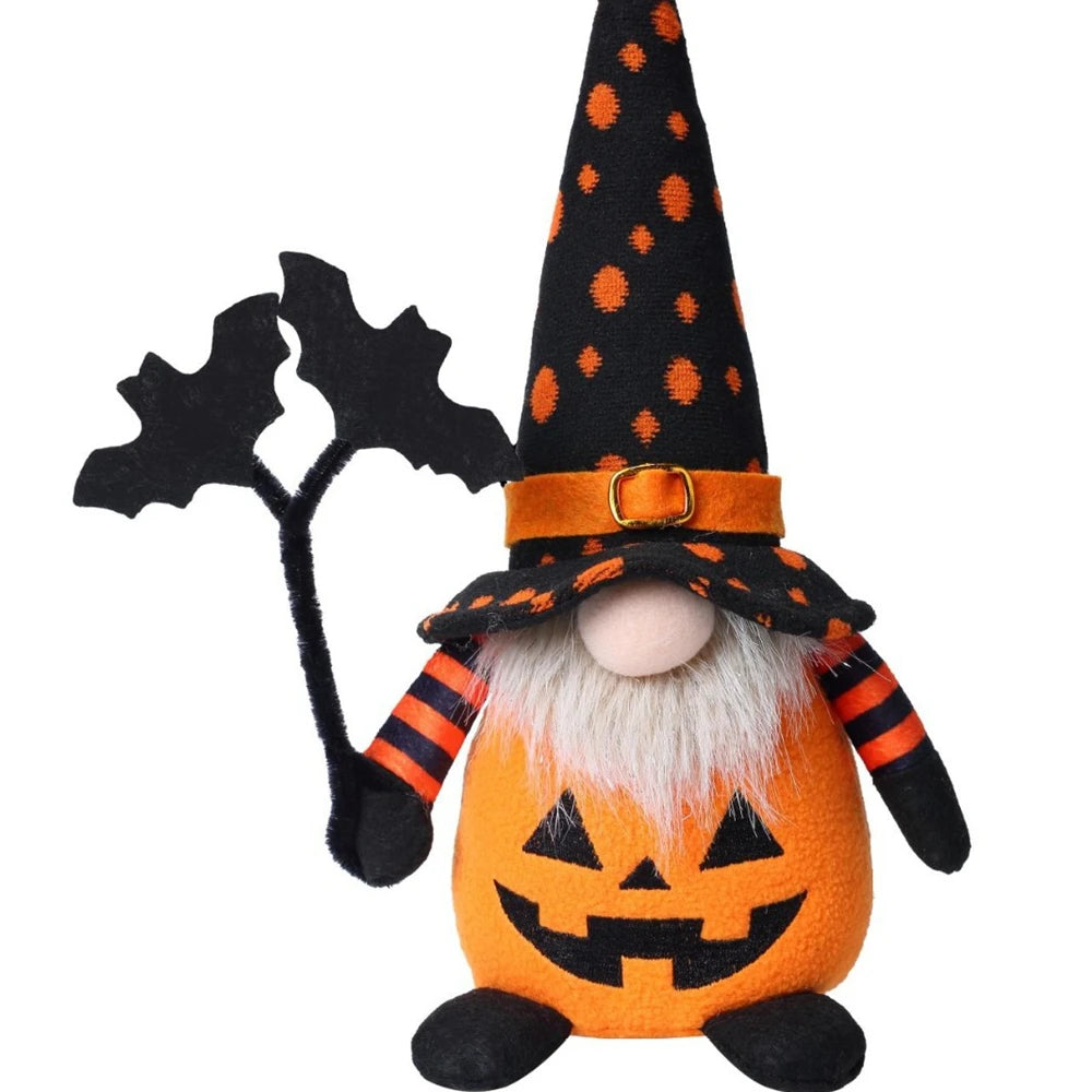 Handmade Halloween Gnome Decorations Nordic Plush Elf Doll Swedish Tomte Adorable Pumpkin Bat Ornaments Nisse