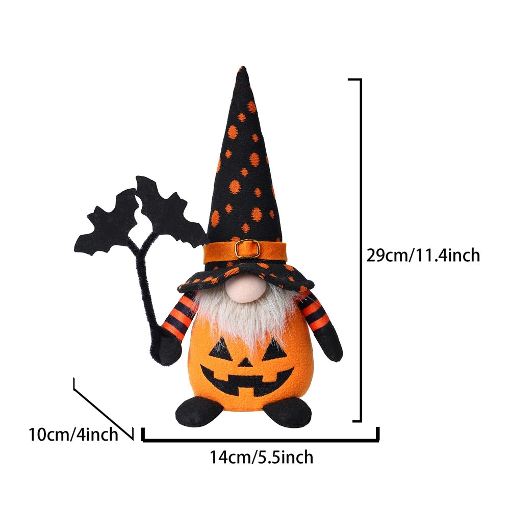 Handmade Halloween Gnome Decorations Nordic Plush Elf Doll Swedish Tomte Adorable Pumpkin Bat Ornaments Nisse
