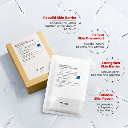 NING DERMOLOGIE Hyaluronic Acid 4D Hydration Brightening Moisturizing Sheet Mask with Niacinamide & Ceramide for Smooth Skin